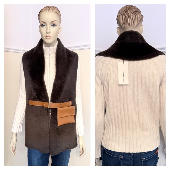 Liviana Conti genuine leather fur scarf vest - Picture 2 of 11